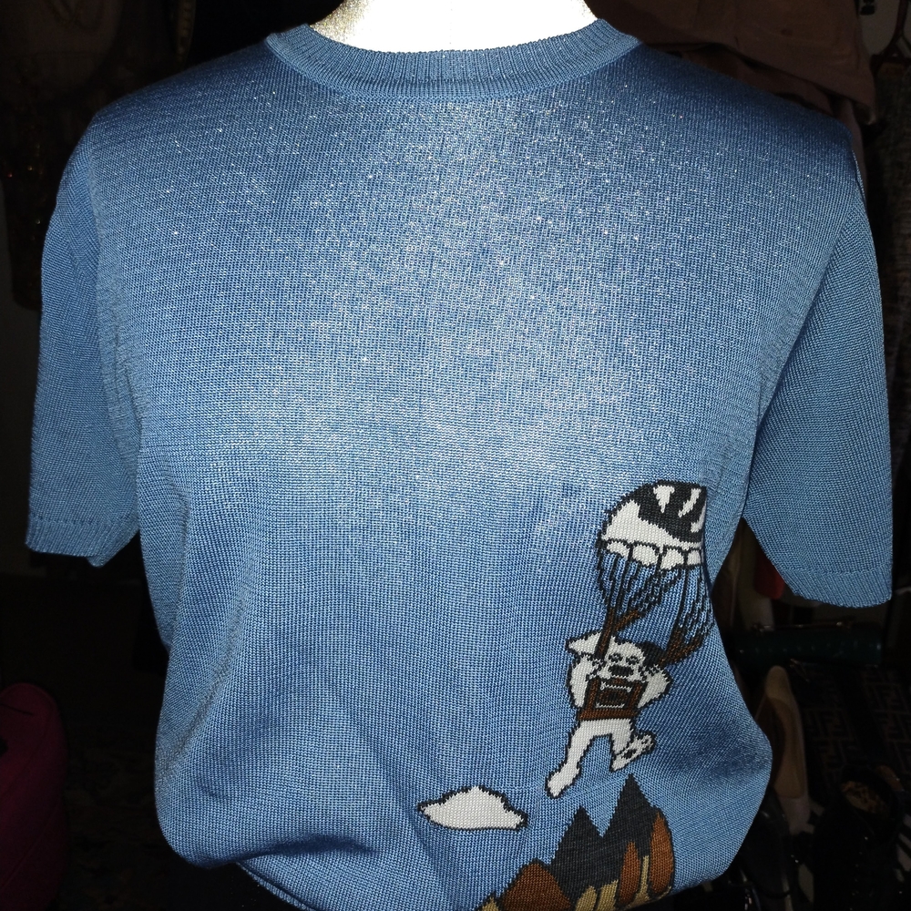 Blue Eiffel Knit Wear Graphic Knit Top